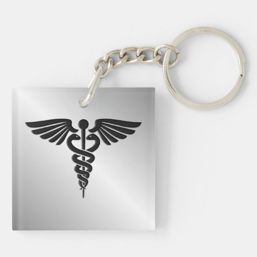 Silver Medical Caduceus Sleutelhanger (Achterkant)