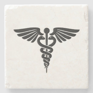 Silver Medical Caduceus Stenen Onderzetter