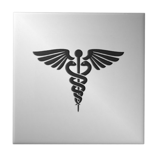 Silver Medical Caduceus Tegeltje (Voorkant)