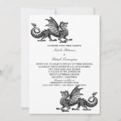 Silver Medieval Dragon Wedding Uitnodigen Kaart (Voorkant)
