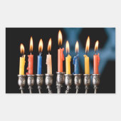 Silver Menorah Hannukah Rechthoekige Sticker (Voorkant)