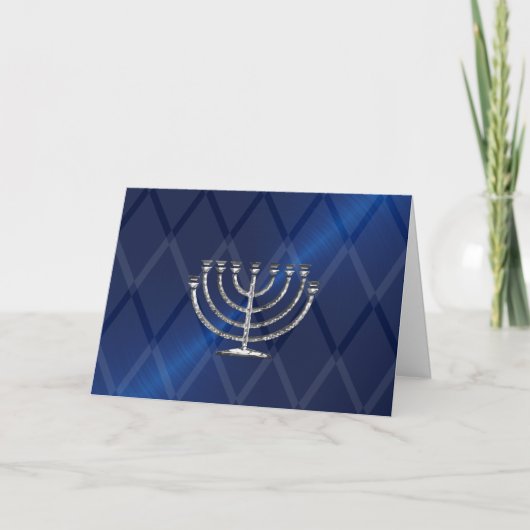 Silver Menorah Hanukkah Kaart (Voorkant)
