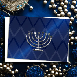 Silver Menorah Hanukkah Kaart