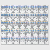 Silver Menorah Hanukkah Wrapping Paper Cadeaupapier (Vlak)