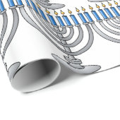 Silver Menorah Hanukkah Wrapping Paper Cadeaupapier (Rol Hoek)