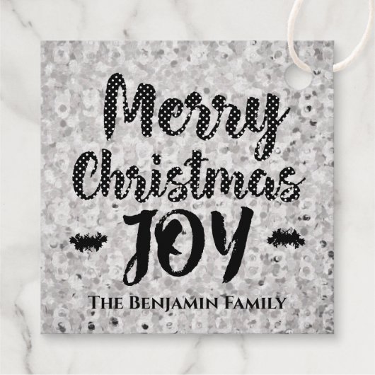 Silver Merry Christmas Joy Feestdagen Personaliser Bedankjes Labels (Achterkant)