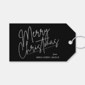Silver Merry-kerstluxe zwart Cadeaulabel (Voorkant (Horizontaal))