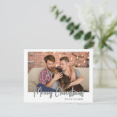 Silver Merry Kerstmis Bubble Letters Pset White Feestdagenkaart (Staand voorkant)