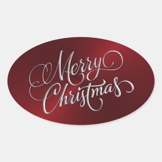 Silver Merry Kerstrode Sticker met reliëfdruk (Voorkant)