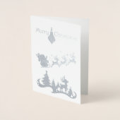 Silver Merry KerstSanta Sleigh Folie Kaarten (Voorkant)