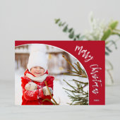 Silver Merry-kerstscript Folie Feestdagenkaart (Staand Voorkant)