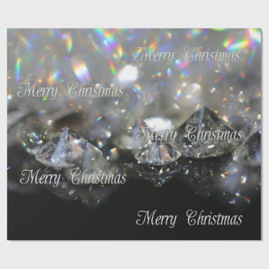 Silver Merry kersttekst Shiny Diamonds Black Cadeaupapier (Vlak)