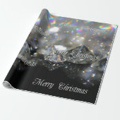 Silver Merry kersttekst Shiny Diamonds Black Cadeaupapier (Uitgerold)