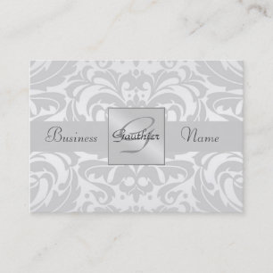 Silver Metal Damask Silver Ribbon Visitekaartje