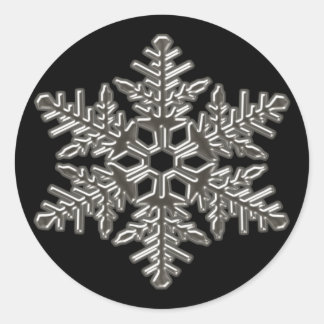 Silver Metal Deco Snow Herfst Snowflakes Ronde Sticker