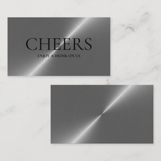 Silver Metal Effet Boissons Gratuites Carte Billet (Devant / Derrière)