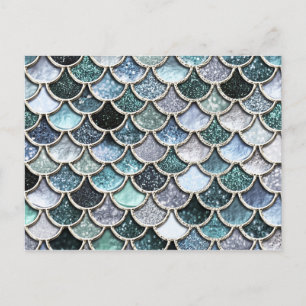 Silver Metal Foil Glitter Mermaidscales Scales Briefkaart