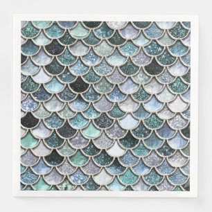 Silver Metal Folie Glitter Mermaidscales Scales Servet