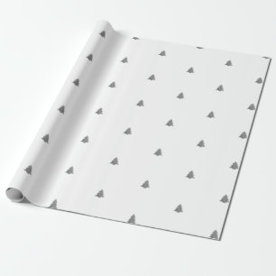 Silver metal-kerstboomwitte achtergrond cadeaupapier