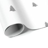 Silver metal-kerstboomwitte achtergrond cadeaupapier (Rol Hoek)