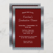 Silver Metal Lijst Maroon Dinner Afstuderen Kaart (Voorkant / Achterkant)