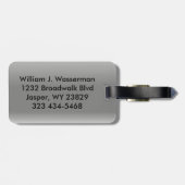 Silver Metal Masculine Monogram Executive Style Bagagelabel (Achterkant horizontaal)