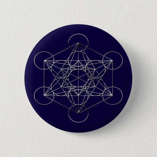 Silver Metal Metatron's Cube Ronde Button 5,7 Cm (Voorkant)