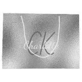 Silver metal monogram heet moderne elegant groot cadeauzakje (Achterkant)