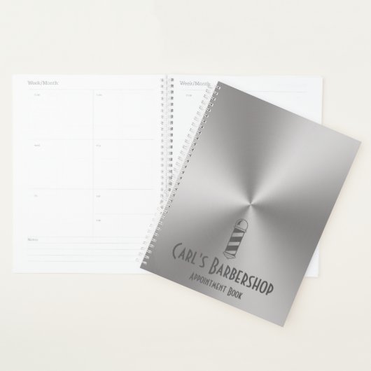 Silver Metal Note Barbershop Benoeming Book Planner (Display)