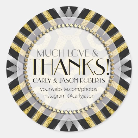 Silver métal Or Beaucoup d'amour et Merci Sticker (Devant)