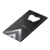 Silver Metal Pattern Monogrammed Kredietkaart Flessenopener (Voorkant Gekanteld)