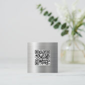 Silver Metal QR Code Business Visitekaartje (Staand voorkant)