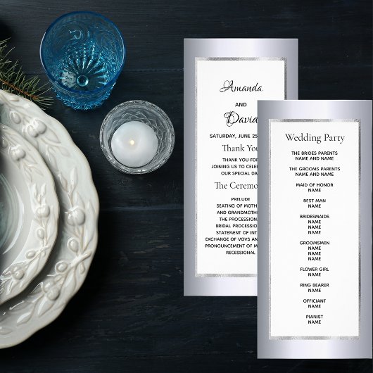 Silver metalic elegant glazen bruiloft reclamekaart