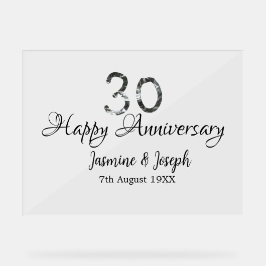 Silver Metallic 30th Happy anniversaire ajouter no (Recto)