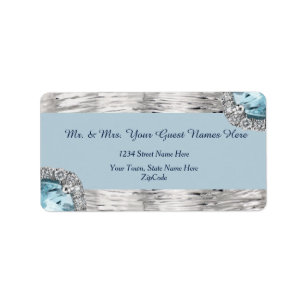 Silver Metallic Blue Diamond Adres  Etiket