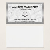 Silver Metallic Border | Achtergrond marmer | Wet Visitekaartje (Voorkant /achterkant)