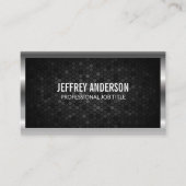 Silver Metallic Border Geometry Pattern Achtergron Visitekaartje (Voorkant)