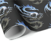 Silver Metallic Dragon Cadeaupapier (Rol Hoek)