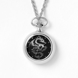 Silver Metallic Dragon Horloge