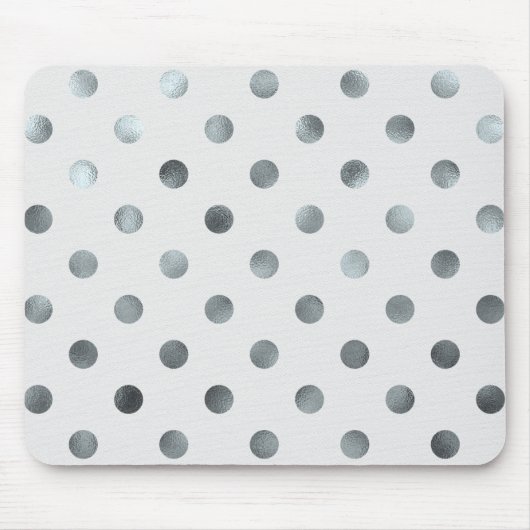 Silver Metallic Faux Foil Large Polka Dot Grey Muismat (Voorkant)