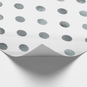 Silver Metallic Faux Foil Small Polka Dot White Cadeaupapier (Hoek)
