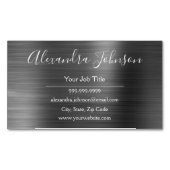 Silver Metallic Folie Modern en Elegant Magnetisch Visitekaartje (Voorkant)