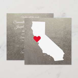 Silver Metallic Folie White California Wedding Kaart