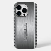 Silver Metallic geborsteld aluminium geometrische  Case-Mate iPhone Case (Achterkant)