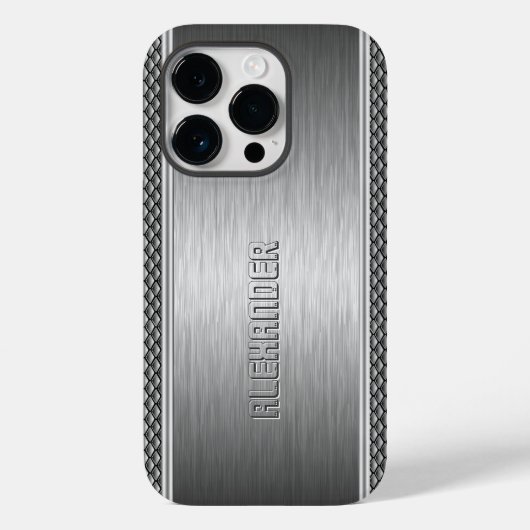Silver Metallic geborsteld aluminium geometrische Case-Mate iPhone Case (Achterkant)