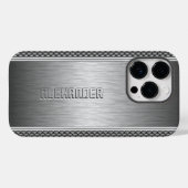 Silver Metallic geborsteld aluminium geometrische Case-Mate iPhone Case (Achterkant (horizontaal))