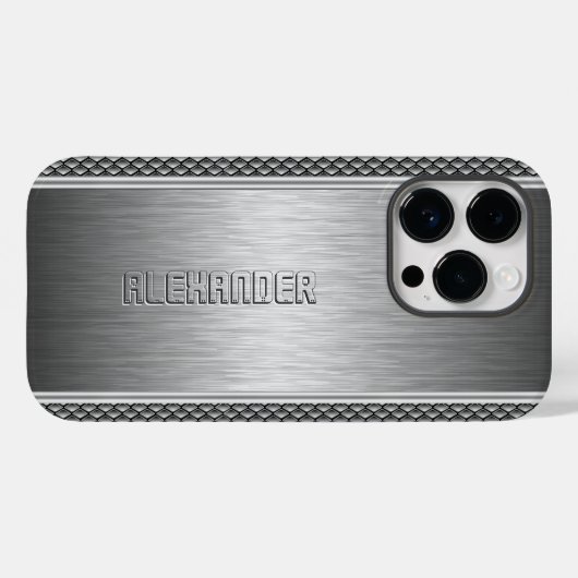 Silver Metallic geborsteld aluminium geometrische  Case-Mate iPhone Case (Achterkant (horizontaal))