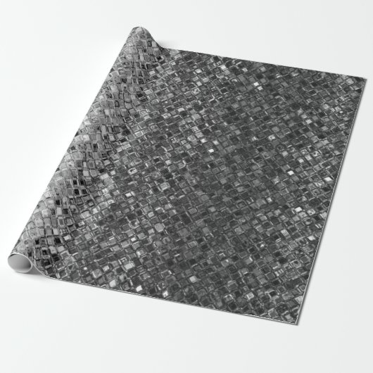Silver Metallic Glitter Abstract Modern Gift Cadeaupapier (Uitgerold)