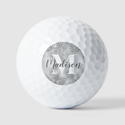 Silver Metallic Glitter met White Monogram Golfballen (Voorkant)