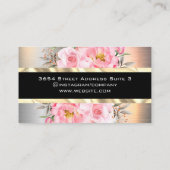 Silver Metallic | Goud | Roze bloemen Visitekaartje (Achterkant)